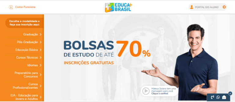 EDUCA MAIS BRASIL 2020 → Inscrições, Cursos com Bolsas de 70%